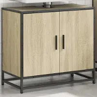 Merkloos Waschtischunterschrank Sonoma Eiche mit Metallrahmen, 65 x 33 x 60 cm