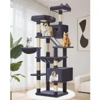 Merkloos Kratzbaum Kletterbaum Katzenkratzbaum - 180 cm - Dunkelgrau - Mit 8 Kratzsäulen und 2 Plattformen
