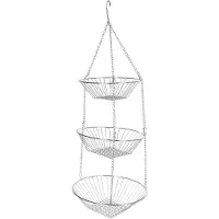 Merkloos Hängeorganizer für die Küche – Set mit 3 Körben – Metall – Silber – 8,0 x 25,0 x 25,0 cm – Für Küche und Badezimmer