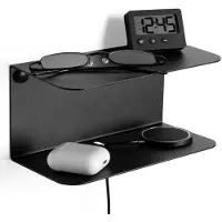 Merkloos Wandnachttisch Nachttischchen Beistelltisch - Stahl - Schwarz - 20 x 10 x 10 cm - 2er Set