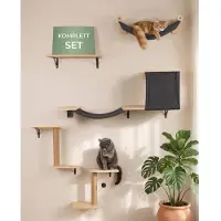 Merkloos Kratzbaum Katze Kletterwand Katze Katzenhängematte - 12-teilig - Schwarz - Modular für die Wand
