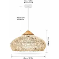 StarTech.com Rattan-Pendelleuchte - Japanische Deckenleuchte - 40 x 19 cm - Handgeflochten - E27-Fassung - Ohne Leuchtmittel - Beige