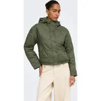 ONLY Steppjacke "ONLTAHIA LW HEART HOOD JACKET CC OTW", Damen, Gr. S, grün (kalamata), Steppware, Obermaterial: 100% Nylon, unifarben, normal, Jacken Steppjacke, Kunstfaser