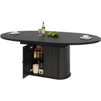 StarTech.com Esstisch - Ausziehbar und oval - Mit Stauraum - Für 4–6 Personen - 118–158 × 118 × 76,5 cm - MDF - Schwarz