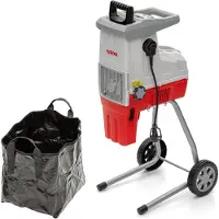 LTPRTZ Elektrischer Häcksler – Zweighacker – Gartenabfallverarbeitung – Automatische Rücklauffunktion – 44 mm Astdurchmesser – Grau, Rot