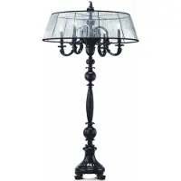 Casa Padrino Luxus Barock Porzellan Stehleuchte Schwarz H. 170 cm - Luxus Qualität - Italy