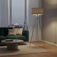 Braytron 3-Bein Stehleuchte 155cm E27 Modern mit Schirm Wohnzimmer Stehlampe Deckenfluter Grau