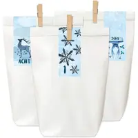 Merkloos Adventskalender zum Selbstgestalten – DIY-Set – 24 Papierbeutel – Zahlensets – Holzclips – Weihnachtsmotive