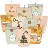 Merkloos Adventskalender zum Befüllen – 24 Säckchen – Kraftpapier – Orange – Mit Zahlaufklebern