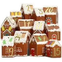 Merkloos Adventskalender-Häuschen zum Befüllen – DIY-Bastelarbeiten – Lebkuchenhäuschen – 24 Faltschachteln – Wiederverwendbar