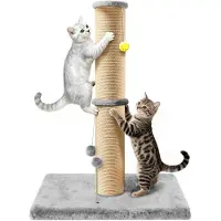 Merkloos Kratzbaum Katzenkratzbaum Kratzsäule - Sisal - 91 cm - Grau - Mit Plattform 16 cm