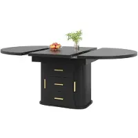 StarTech.com Ausziehbarer Esstisch - Ovaler Esstisch - 118–158 cm - 6 Sitzplätze - 3-stufiger Stauraum - MDF - Schwarz