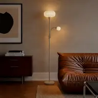 LINDBY Stehleuchte Ingrid, beige/weiß, 175 cm, Leselicht