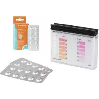 Merkloos Testset für Schwimmbäder: pH-Wert und freies Chlor – Starterset – 40 Tabletten – Kunststoffkoffer