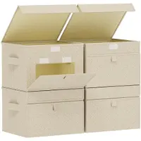 Merkloos Staubdichte Aufbewahrungsboxen mit Deckel - 4 Stück - 26 x 20 x 17 cm - Beige
