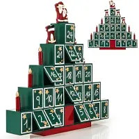 Merkloos Adventskalender – Wiederverwendbar – Weihnachtsbaum-Design – 42 x 23 x 11 cm – 24 Türchen