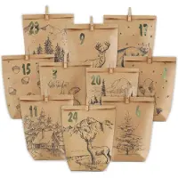 Merkloos Adventskalender zum Selbstbefüllen – 24 Papierbeutel – Kraftpapier – Mit Zahlen