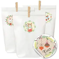 Merkloos DIY-Adventskalender – Papierbeutel – 24 Stück – Mit Zahlenaufklebern und Holzclips