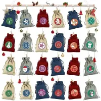 Merkloos Adventskalender-Säckchen – 24 Stück – Jute und Leinen – 14 x 10 cm – Mit Zahlen