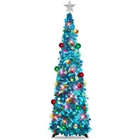Merkloos Weihnachtsbaum, Glitzerdeko – Pop-up – 1,5 Meter – Silberglitzer – Zusammenklappbar für den Heimgebrauch