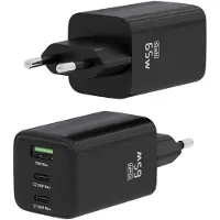 Aisens Ladegerät GAN 65 W 2XUSB-C PD3.0 QC4.0 1XUSB-A QC3.0 schwarz