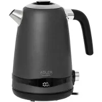 Adler AD 1295 grauer 1,7-l-Metallwasserkocher mit LCD- und Temperaturregelung