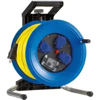 Hedi Kunststoff-Kabeltrommel Professional Plus Ø 320 mm, gelb Panzerkabel, 3 Steckdosen - K350UTFI