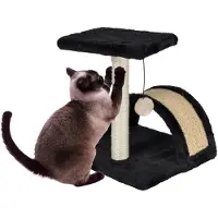 Love Story Kratzbaum für Katzen mit einer Plattform und einem Pompon, 38 cm, schwarz