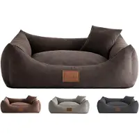 Merkloos Hundebett, dunkelbraun, 80 x 60 cm, mit abnehmbarem, waschbarem Bezug