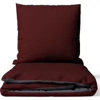 Merkloos Satinsatin-Bettwäsche-Set, 155 x 220 cm, mit Kissenbezügen 80x80 cm, bordeauxrot mit anthrazitfarbener Rückseite