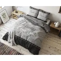 Merkloos Komplettset für Bettdecke aus 100% Baumwolle, 135 x 200 cm, grau, bestehend aus einem Bezug für die Bettdecke und zwei Kissenbezüge (80 x 80 cm) mit verdecktem Reißverschluss