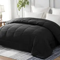 Merkloos Steppdecke für das ganze Jahr, aus Mikrofaser, 155 x 220 cm, schwarz
