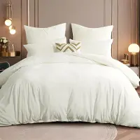 Merkloos Flanell-Bettwäsche-Set in Weiß, 200 x 200 cm, 3-teilig mit zwei Kissenbezügen von 80 x 80 cm