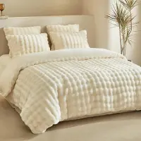 Merkloos Beige Flanell-Bettwäsche-Set, 240x220 cm, mit zwei Kopfkissenbezügen, 50x80 cm