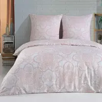 Merkloos Komplettset für Bettdecke aus Baumwolle mit Blumenmuster, inklusive Kissenbezügen und Reißverschluss