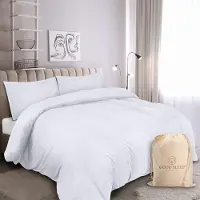Merkloos Super King Size Bettbezug-Set in Weiß, 3-teilig: 1 Bettbezug und 2 Kopfkissenbezüge aus Baumwolle