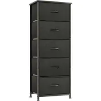 Merkloos Schrank mit 5 Schubladen, Farbe Schwarz, Maße 30 x 42 x 115 cm, geeignet für Schlafzimmer oder Wohnbereich