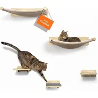 Merkloos Kratzbaum Kletterwand Katze Kletterwand Katzenwand - Massivholz - Wandmontage - 5-teilig