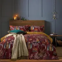 Merkloos Komplettset für Bettdecke, Größe King, mit Tiermotiv und Blätterprint, 3-teilig, inklusive 2 Kopfkissenbezügen, 50 x 75 cm