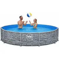 Merkloos Schwimmbecken mit einem Durchmesser von ca. 305 cm - 76 cm tief - Rahmenbecken, Fassungsvermögen 4.500 Liter - Optik: Steinoptik