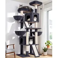 Merkloos Katzenbaum – XXL für große Katzen – 200 cm – Kratzbaum mit Schlafhäusern