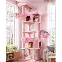Merkloos Katzenbaum mit Kratzpfosten und Katzenmöbel – Stabil – 204 cm – Rosa – Für große Katzen