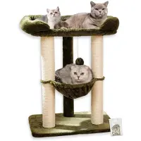Merkloos Katzenbaum – Kratzbaum – 71 cm – Mit Hängematte und großer Liegefläche – Sisal-Kratzpfosten