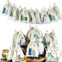 Merkloos Ramadan-Adventskalender zum Selbstbefüllen – 30 kleine Beutel – 10 x 15 cm – Baumwolle