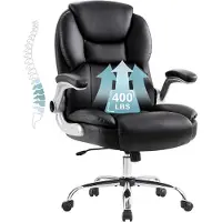 Merkloos Ergonomischer Bürostuhl für große Personen, mit einer Belastbarkeit von bis zu 180 kg, in Schwarz, mit höhenverstellbarer Sitzfläche