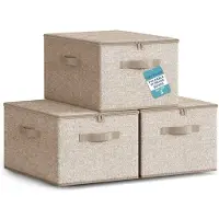 Merkloos Faltbarer Aufbewahrungsbehälter - Stoff - Beige - Set mit 3 Stück - 40 x 30 x 25 cm - Aufbewahrungsbox