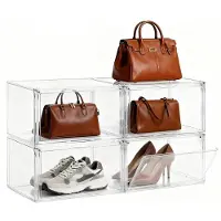 Merkloos Aufbewahrungsbox mit Deckel – Transparente Aufbewahrungsbox – 36,8 x 27,9 x 23,1 cm – Set mit 4 Stück