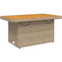 Merkloos Gartentisch – Polyrottan – Akazienholz – 90 x 55 cm – Beige