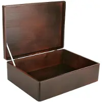 Merkloos Aufbewahrungsbox mit Deckel - Braune Holzbox - XL - 40 x 30 x 14 cm - Aus Kiefernholz und Multiplex