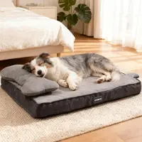 Merkloos Hundebett Hundekissen Hundekorb - Orthopädisch - Wasserdicht - Für Hunde bis 45+ kg - Mit abnehmbarem Kopfkissen 22 cm